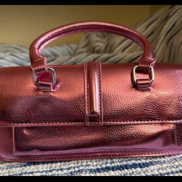 Pink Metallic crossbody bag rectangular shape Y2K style great for night out - Picture 5 of 5